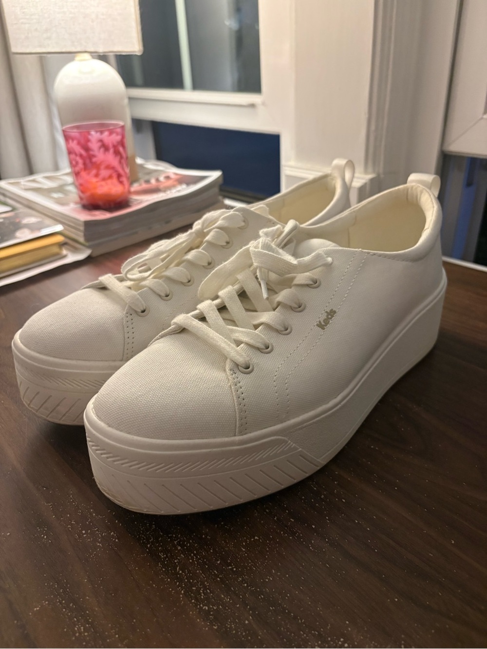 Keds Cream Canvas Platform Sneakers
